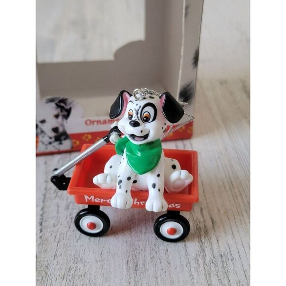 Enesco Dalmatian 101 Merry Xmas puppy wagon ornament - Picture 2 of 7